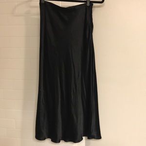 Satin slip midi skirt